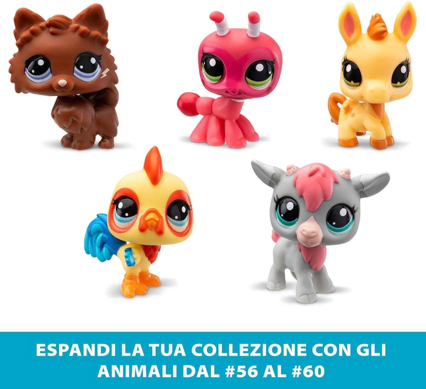 Littlest Pet Shop Collectors 5 Pack Barnyard | O pacote contém 5 mini brinquedos LPS, 7 acessórios, 1 cartão colecionável e 1 código virtual | Brinquedos colecionáveis para meninas e meninos