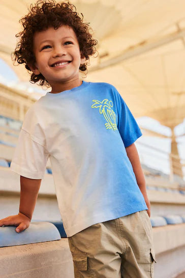 |Boy| Camiseta De Manga Curta Tie Dye - Azul/Branco (3 meses - 7 anos)
