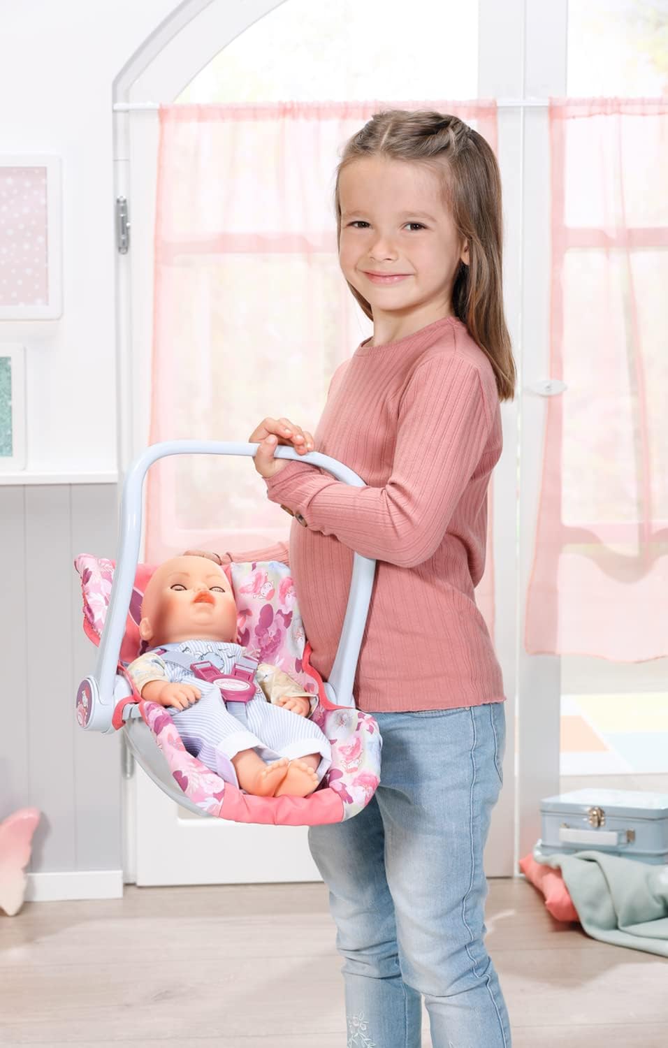 Baby Annabell Cadeira de Bebê Active Comfort, Acessório para Bonecas de 36cm/43cm, 2 em 1: Canguru e Cadeira para Bebê, Inclui Capa de Tecido, Alça Ergonômica, Cinto de Segurança, Adequada para Crianças a partir de 3 Anos, Multicolorida (706657)