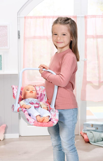 Baby Annabell Cadeira de Bebê Active Comfort, Acessório para Bonecas de 36cm/43cm, 2 em 1: Canguru e Cadeira para Bebê, Inclui Capa de Tecido, Alça Ergonômica, Cinto de Segurança, Adequada para Crianças a partir de 3 Anos, Multicolorida (706657)