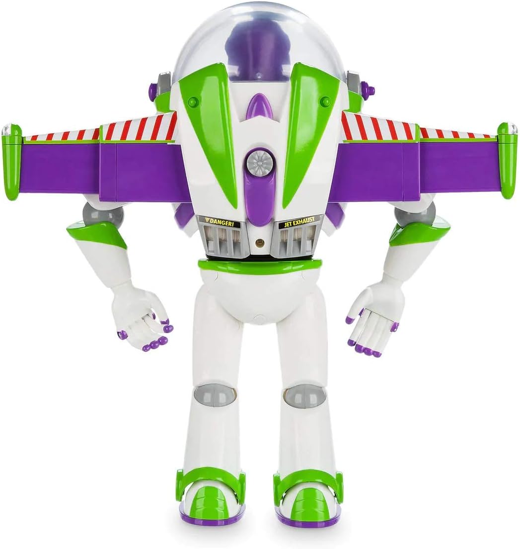 Disney Boneco de ação interativo Buzz Lightyear da Disney Store, astronauta patrulheiro espacial de Toy Story, 30 cm/11 polegadas. Fala mais de 10 frases em inglês, interage com outros bonecos e brinquedos, acende luzes, para crianças a partir de 3 anos