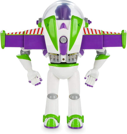 Disney Boneco de ação interativo Buzz Lightyear da Disney Store, astronauta patrulheiro espacial de Toy Story, 30 cm/11 polegadas. Fala mais de 10 frases em inglês, interage com outros bonecos e brinquedos, acende luzes, para crianças a partir de 3 anos