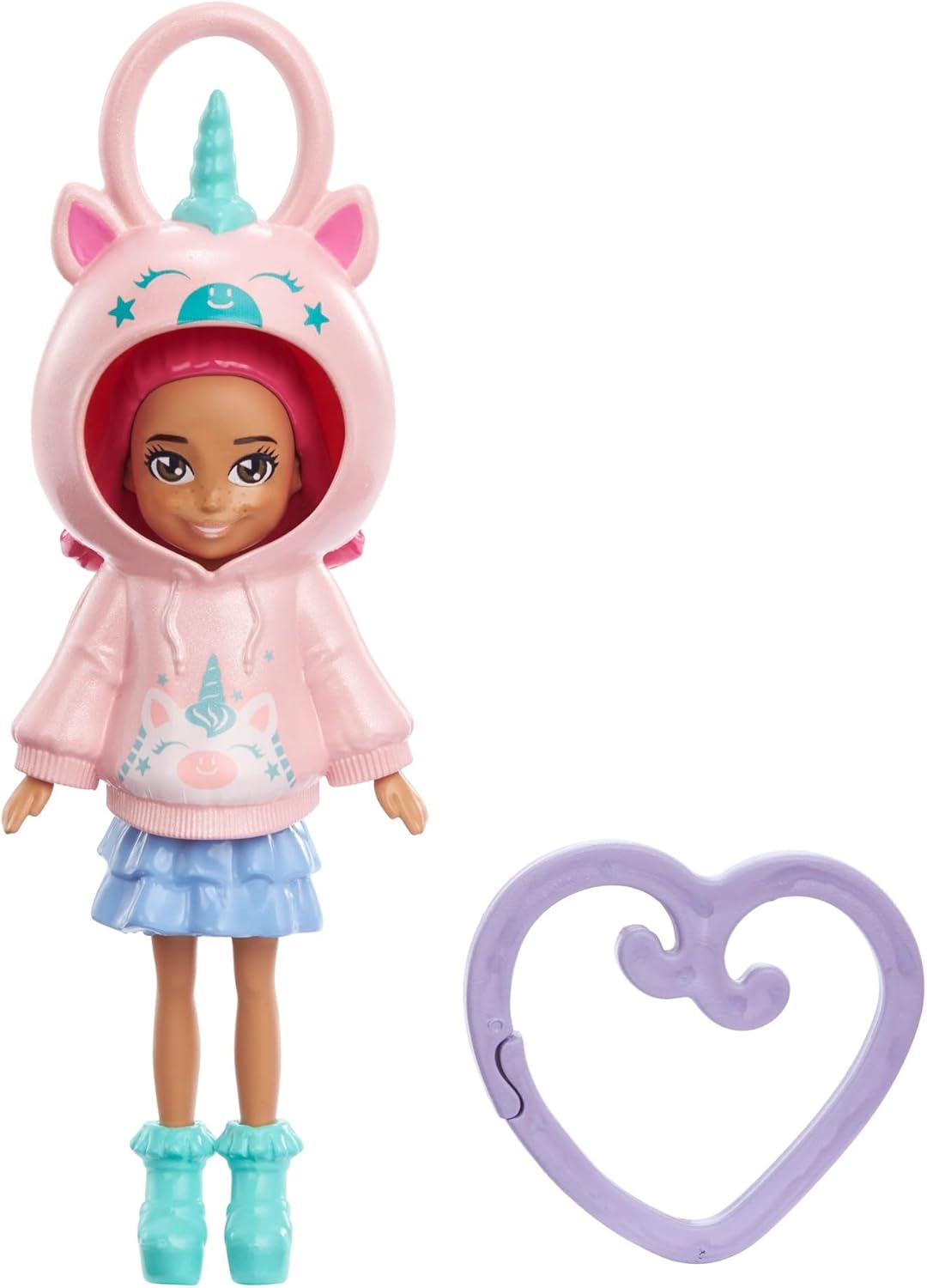 Polly Pocket Hoodie Friends Boneca unicórnio para meninas de 4 anos ou mais