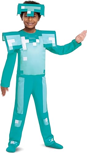 DISGUISE Fantasia oficial de Minecraft para crianças, armadura de diamante Fantasia de Minecraft, roupa de fantasia, Halloween, aniversário, dia mundial do livro, fantasias para meninos e crianças