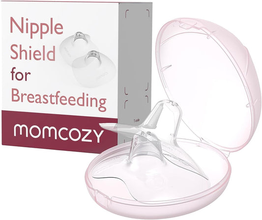 Momcozy Protetores de mamilo de contato, 100% silicone de qualidade alimentar para dificuldades de amamentação, ultrafino e supermacio, feito sem BPA/BPS, inclui estojo de transporte