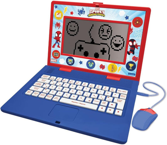 LEXIBOOK, Homem-Aranha e seus Incríveis Amigos, Laptop Educativo Francês/Inglês, Brinquedo Infantil, 170 Atividades para Aprender, Jogar e Ouvir Música, Tela Grande, Vermelho/Azul, JC599SPi1