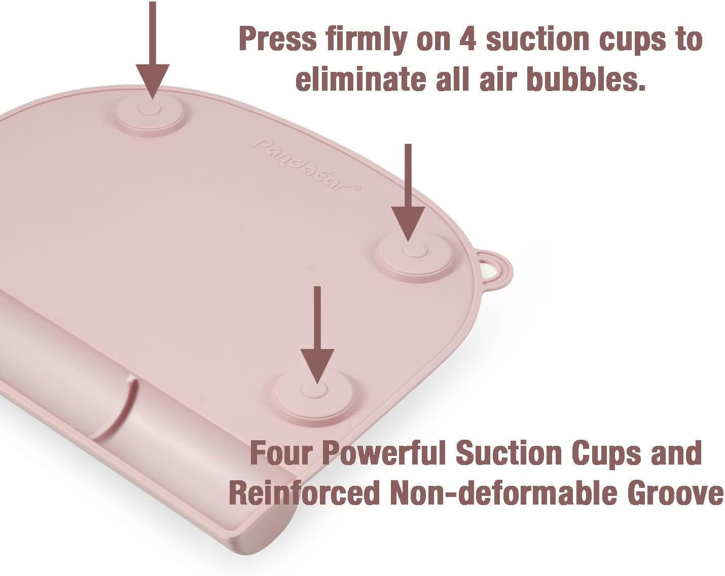 PandaEar Jogo Americano de Silicone com Ventosa (Pacote com 2) para Bebês e Crianças | Jogo Americano Infantil de Grau Alimentício para Mesa de Jantar e Restaurantes | Jogo Americano para Bebê que Adere à Mesa (Rosa + Linho)