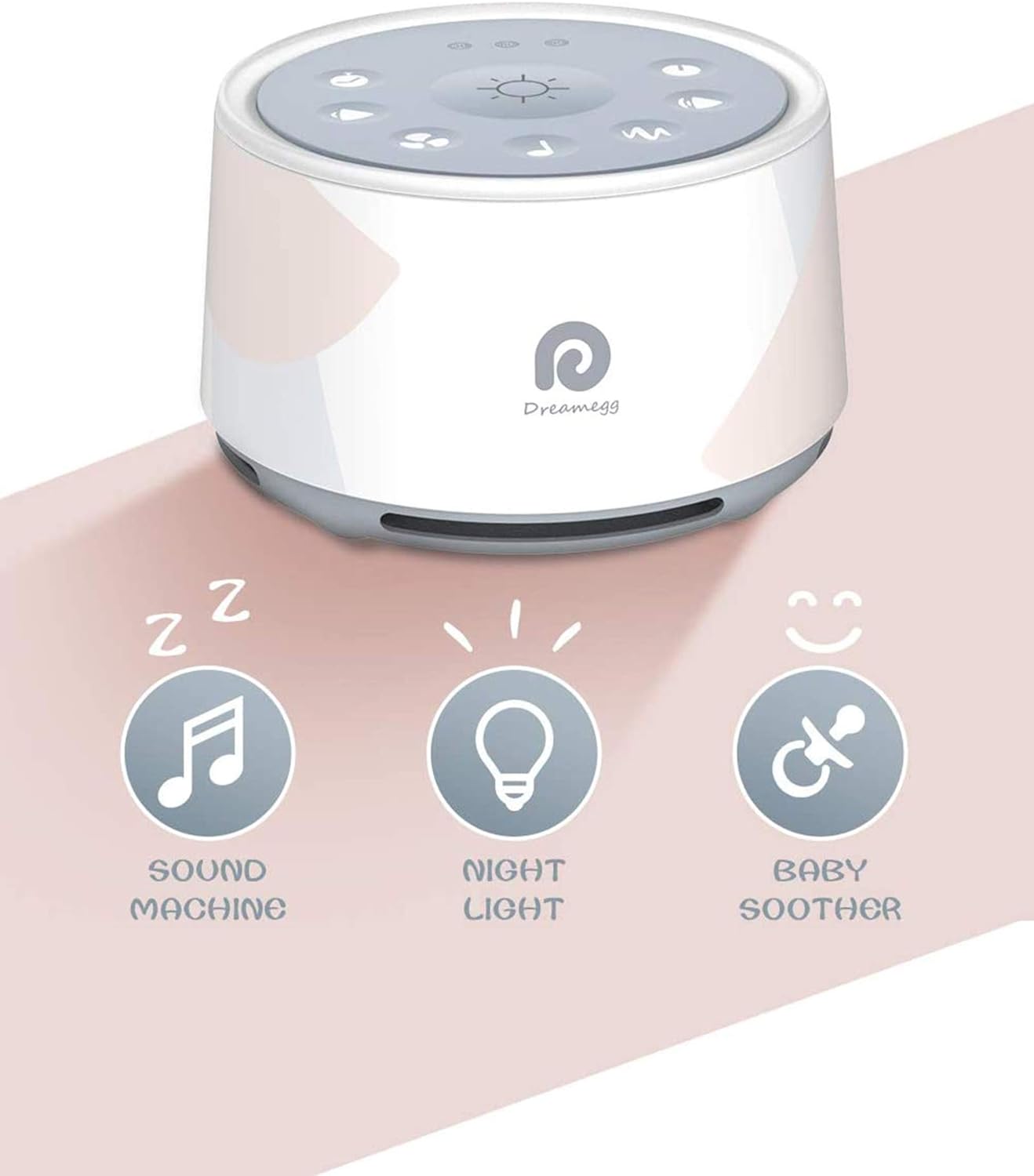 Dreamegg Máquina de ruído branco, máquina de som de sono D1Pro para bebês, crianças e adultos, chupeta de sono para bebês 3 em 1, luz noturna atualizada, 29 sons naturais de alta fidelidade, adequada para dormir em casa, berçário, presente de escritório