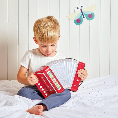 Janod - Acordeão Gioia - Instrumento Musical Infantil - Brinquedo de Despertar Musical - Com Alça de Apoio - 3 Anos +