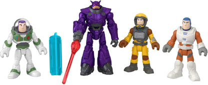 Fisher-Price Imaginext e Disney Buzz Lightyear Missão Multiuso Astronautas Espaciais com 4 Figuras de Ação para crianças em idade pré-escolar, a partir de 3 anos.