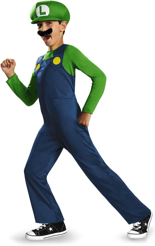 Disguise Fantasia Nintendo Super Mario Brothers Luigi Classic Boys, XS/3T-4T