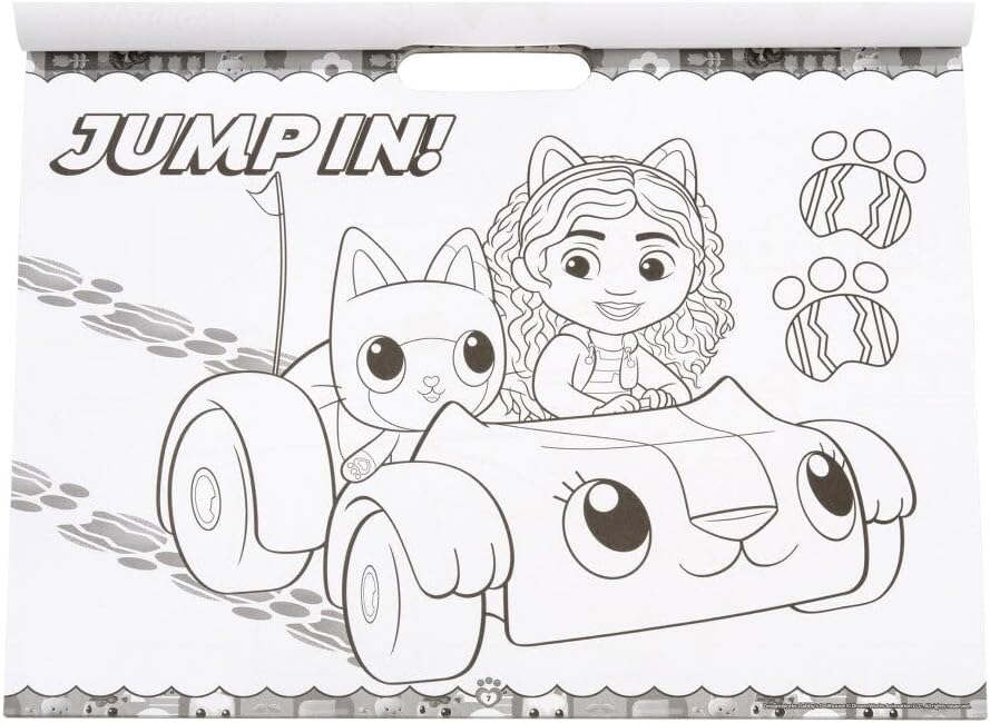 Bloco de Desenho DreamWorks Casa de Bonecas da Gabby | 24 Páginas para Colorir | com 120 Adesivos Reutilizáveis | com Muitas Páginas para Colorir e Atividades | Perfeito para Viagens, Presentes de Aniversário para Crianças | A partir de 3 Anos