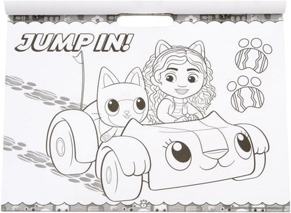 Bloco de Desenho DreamWorks Casa de Bonecas da Gabby | 24 Páginas para Colorir | com 120 Adesivos Reutilizáveis | com Muitas Páginas para Colorir e Atividades | Perfeito para Viagens, Presentes de Aniversário para Crianças | A partir de 3 Anos