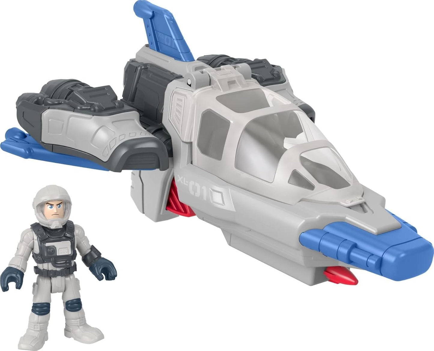 Nave espacial Imaginext Disney e Pixar Lightyear Hyperspeed Explorer XL-01 com figura do Buzz Lightyear para crianças em idade pré-escolar a partir de 3 anos, HGT32