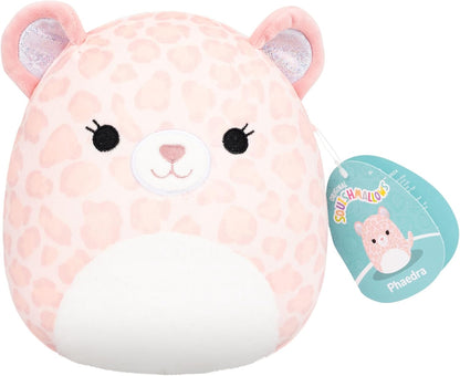 Squishmallows Original de 7,5 Polegadas – Phaedra, a Leopardo Pêssego com Barriga Peludinha e Orelhas Brilhantes – Pelúcia Oficial da Jazwares