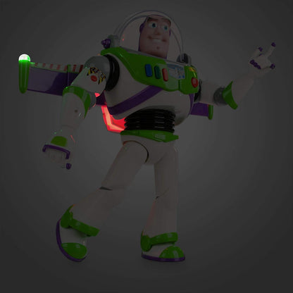 Disney Boneco de ação interativo Buzz Lightyear da Disney Store, astronauta patrulheiro espacial de Toy Story, 30 cm/11 polegadas. Fala mais de 10 frases em inglês, interage com outros bonecos e brinquedos, acende luzes, para crianças a partir de 3 anos