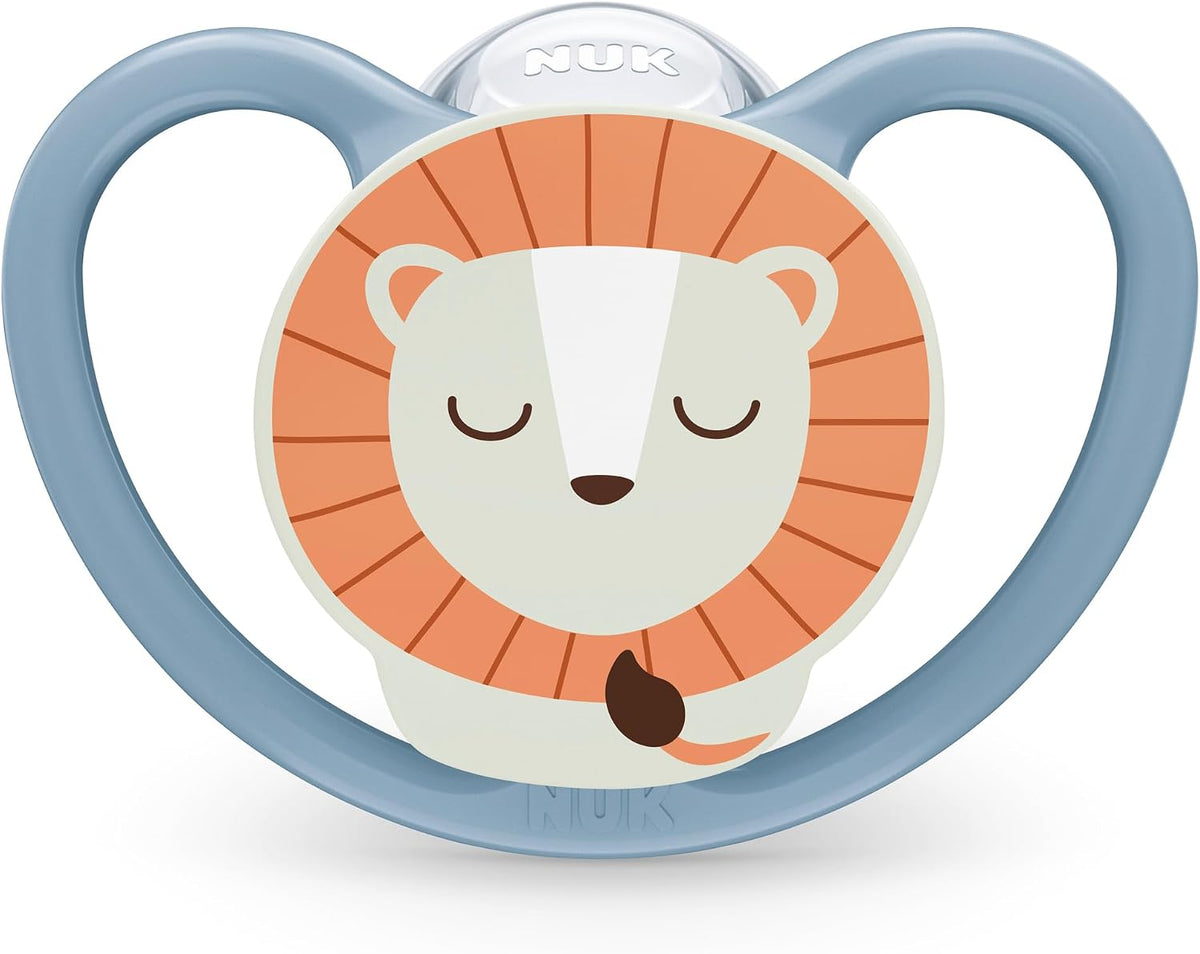 NUK Chupetas Perfect Match Air Night | 18-36 Meses | Brilham no Escuro, Permitem a Circulação de Ar e Previnem Irritações na Pele | 95% de Aceitação pelos Bebês** | Leão | 2 Unidades