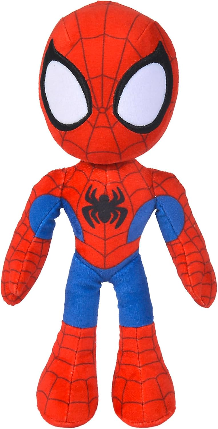 Boneco de ação do Homem-Aranha do Aranhaverso da Disney, 25 cm, de pelúcia, com olhos que brilham no escuro, nas cores azul, roxo e branco.