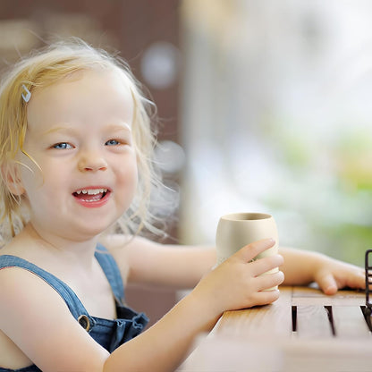 PandaEar Conjunto de 3 Copos de Silicone para Bebês de 6 a 12 Meses | Copos Pequenos e Abertos para Crianças | Copo de Treinamento de Silicone Resistente e Inquebrável para Introdução Alimentar e Introdução