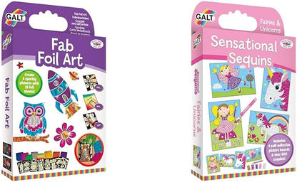 Galt Toys, Fab Foil Art, Kit de artesanato para crianças, a partir de 6 anos e brinquedos, Galt Fab Foil Art, kits de artesanato criativo para crianças e conjunto de atividades divertidas de arte em folha para crianças, meninas e meninos.
