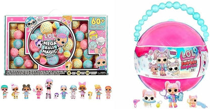 LOL Surprise Mega Ball Magic - 12 bonecos colecionáveis, mais de 60 surpresas, 4 experiências de desembalagem - Squish Sand, Bubbles, Gel Crush, Shell Smash - Misture e combine modas - Ótimo para meninas e meninos com mais de 3 anos