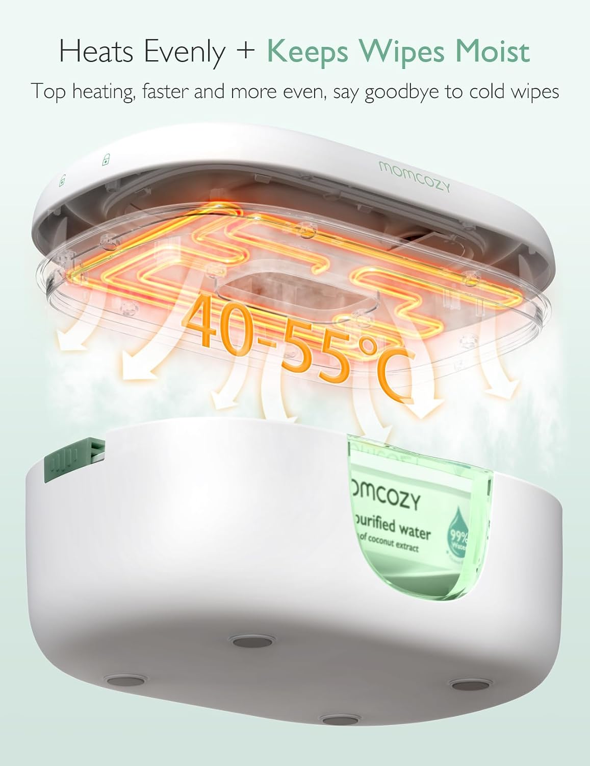 Momcozy Aquecedor de lenços umedecidos para bebês , design inovador com mola, dispensador de grande capacidade