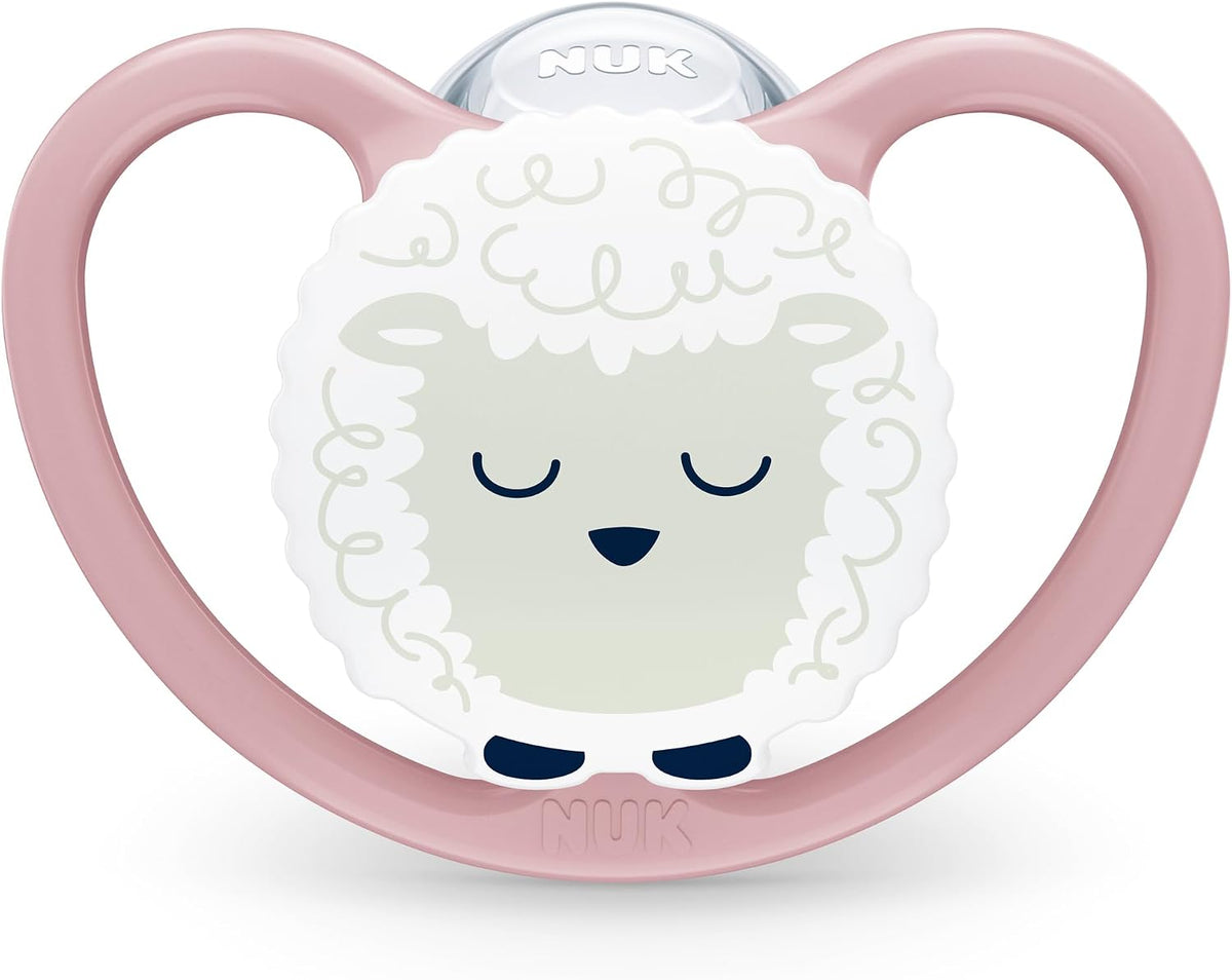 NUK Chupetas Perfect Match Air Night | 18-36 Meses | Brilham no Escuro, Permitem a Circulação de Ar e Previnem Irritações na Pele | 95% de Aceitação pelos Bebês** | Ovelha | 2 Unidades