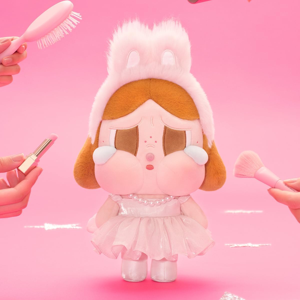 POP MART CRYBABY SHINY SHINY SERIES - Boneca de pelúcia (rosa) Personagem articulada Design premium Presentes para mulheres Brinquedo colecionável favorito dos fãs Figura de ação de brinquedo