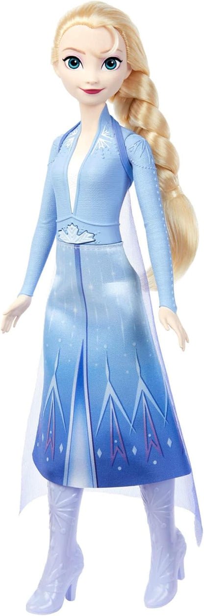 Mattel Boneca Disney Frozen Elsa Cantante com Traje Clássico; canta "Into the Unknown" em 4 idiomas (inglês, francês, alemão e italiano) do filme Disney Frozen 2 – JDL60