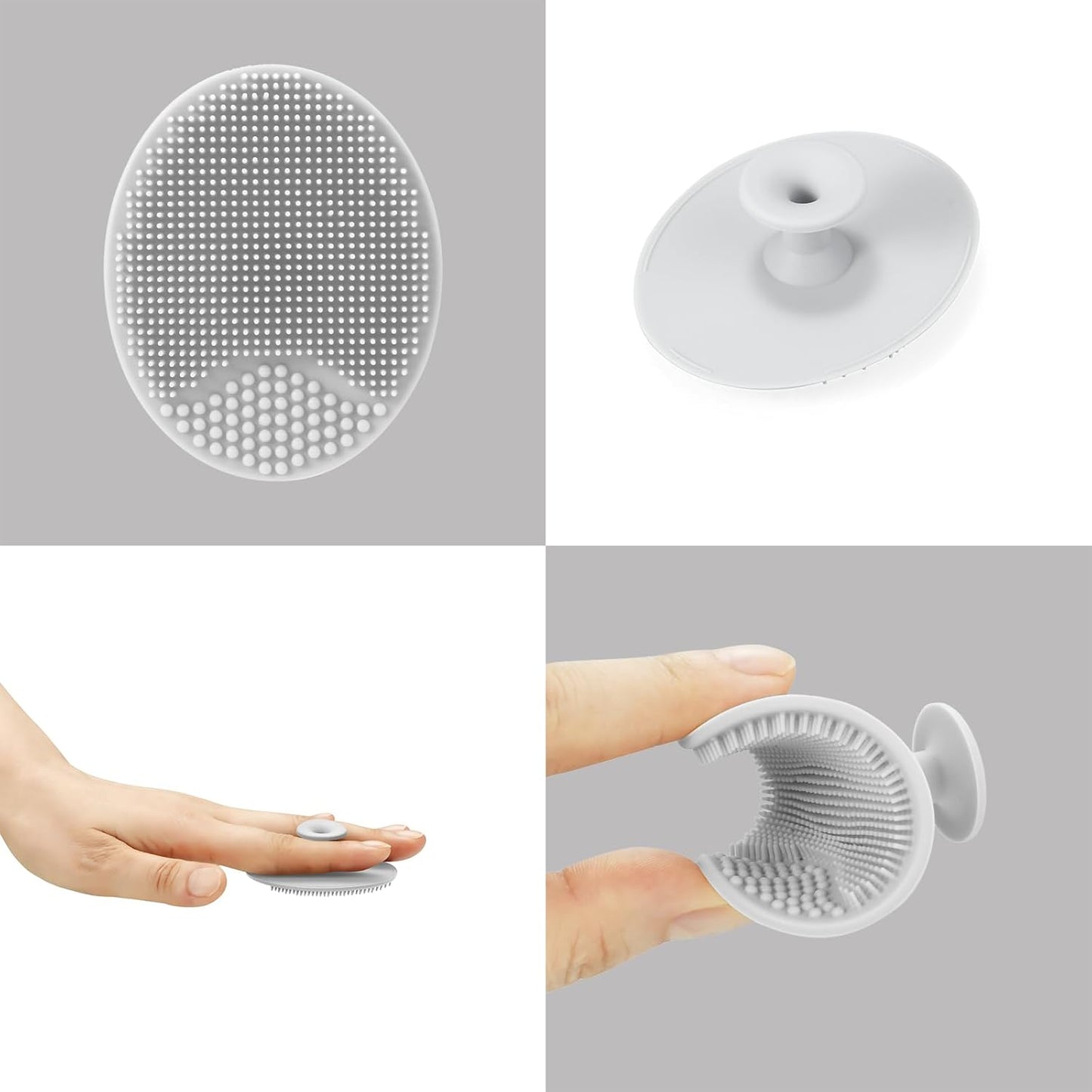 PandaEar Copo de Enxágue para Banho de Bebê, Enxágue de Shampoo de Silicone para Bebê com 2 Escovas para Crosta Láctea para Lavagem do Corpo de Crianças e Bebês (Cinza)