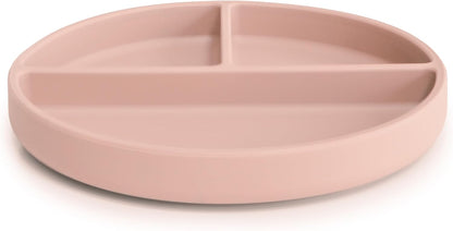 Mushie Prato de silicone com ventosa | Prato dividido antiderrapante para bebês e crianças pequenas | Silicone de qualidade alimentar | Pode ser lavado na lava-louças e usado no micro-ondas | Cor rosa