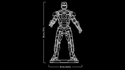 LEGO | Marvel Iron Man Mark 3 Collector's Edition Figure - Kit de Modelo de Exibição dos Vingadores para Adultos - Inclui Minifigura e Reator Arc - Presente Colecionável para Fãs - 76344
