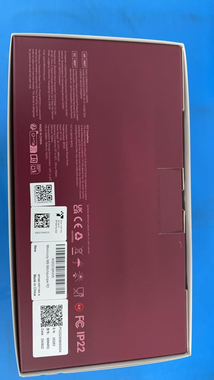 Momcozy Bomba de amamentação mãos livres Mobile Flow | Versão M9 atualizada, controle elétrico e por aplicativo, múltiplos modos personalizados e 15 níveis, bomba de amamentação portátil, 24 mm (vermelho aconchegante, pacote com 2 unidades)