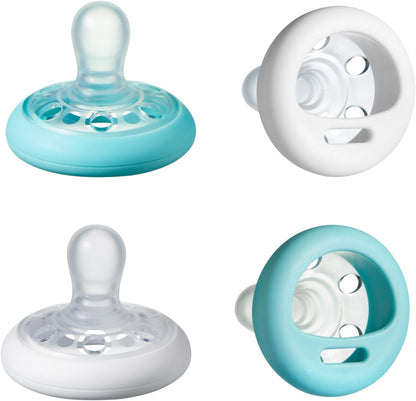 Tommee Tippee Chupeta semelhante a um peito, textura semelhante à pele, design simétrico, binkies sem BPA, 0-6 m, 4 unidades