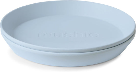 Mushie Pratos para Crianças | Conjunto de 2 Peças | Reutilizáveis, Livres de BPA | Podem ir à lava-louças e ao micro-ondas | Fabricados na Dinamarca | Redondos (Azul Claro)