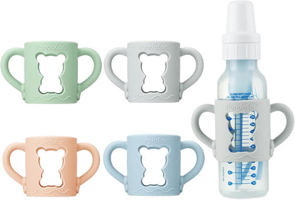 PandaEar Conjunto de 4 Alças de Silicone Compatíveis com Mamadeiras Estreitas Dr. Brown's de 250 ml (8 oz), Suportes para Mamadeira