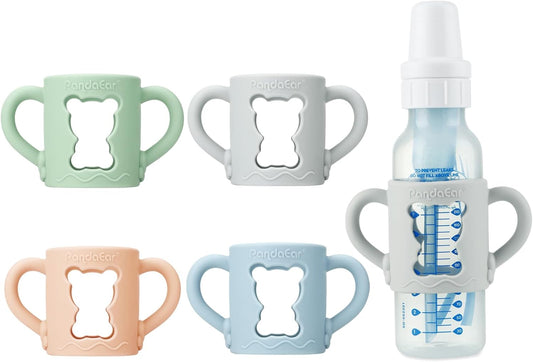 PandaEar Conjunto de 4 Alças de Silicone Compatíveis com Mamadeiras Estreitas Dr. Brown's de 250 ml (8 oz), Suportes para Mamadeira