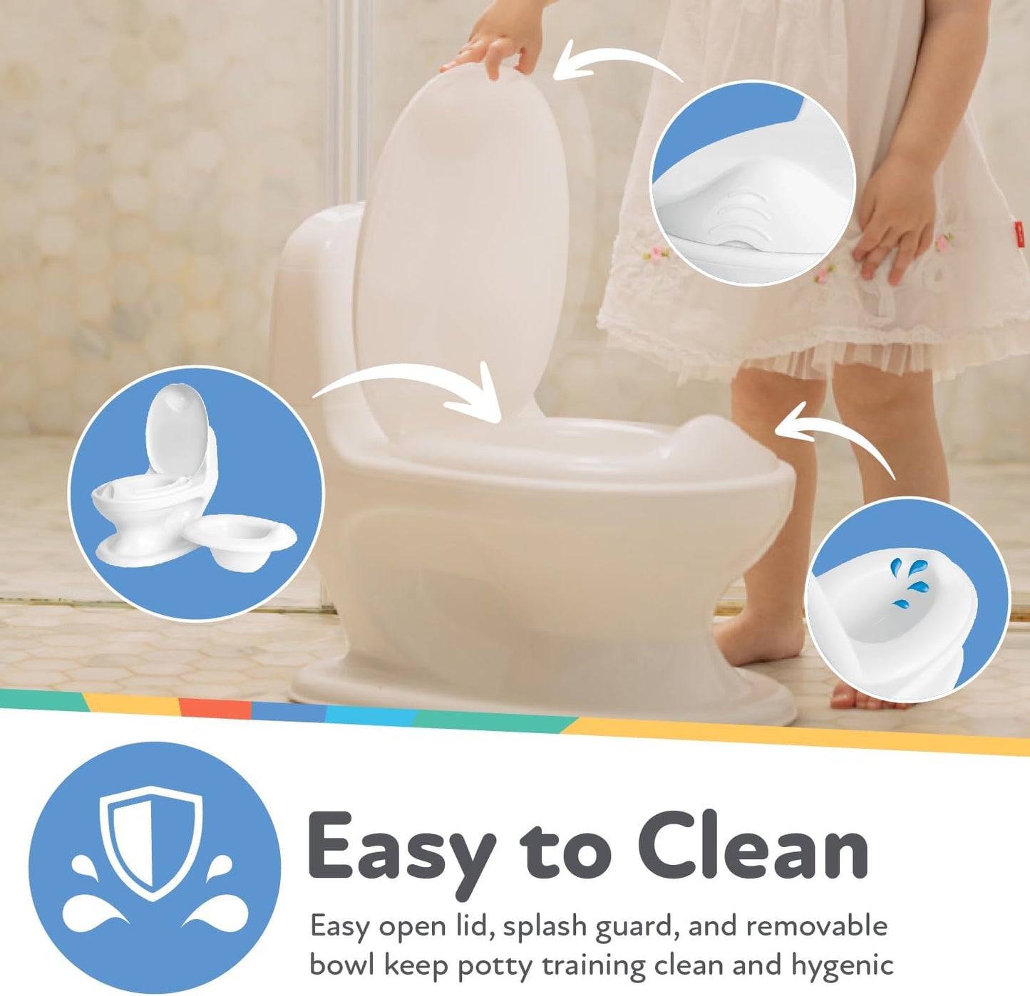 Nuby My Real Urinal Potty Training Toilet para meninos com botão de descarga realista e som para bebês e crianças, branco
