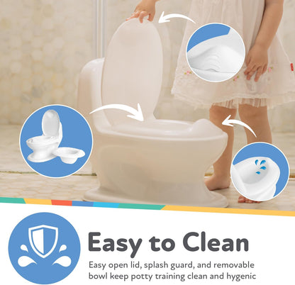 Nuby My Real Urinal Potty Training Toilet para meninos com botão de descarga realista e som para bebês e crianças, branco