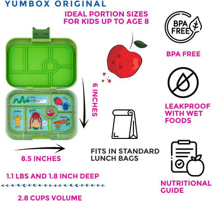 yumbox Recipiente original de lancheira Bento à prova de vazamentos para crianças (cinza nebuloso (bandeja de Paris))