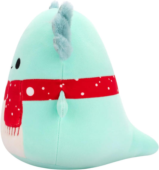 Squishmallows Original 7,5 polegadas Richie the Teal Axolotl com lenço manchado vermelho