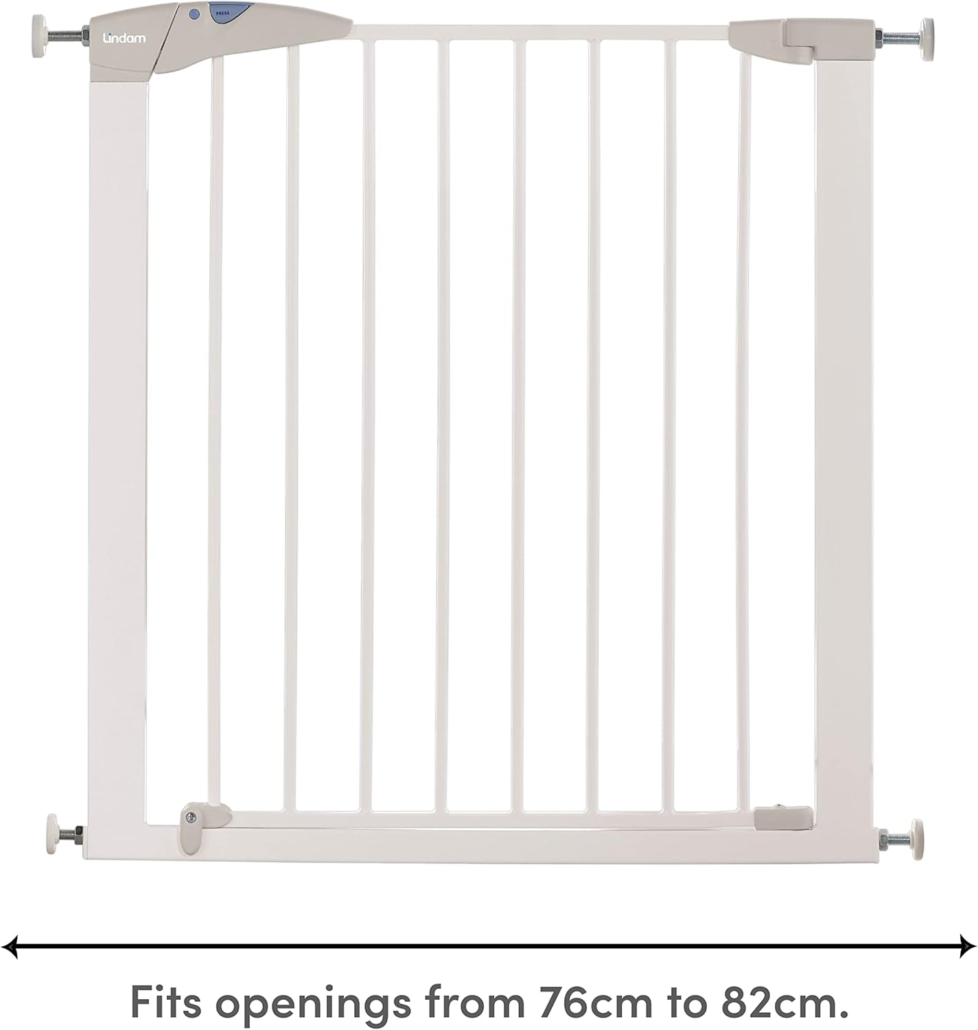 Barrera de seguridad metálica extensible BabyDan Multidan, blanca - Se adapta a aberturas de 62,5 cm a 106,8 cm - Puerta de ajuste con tornillos y presión Munchkin Lindam Sure Shut Axis también es adecuada como puerta para perros
