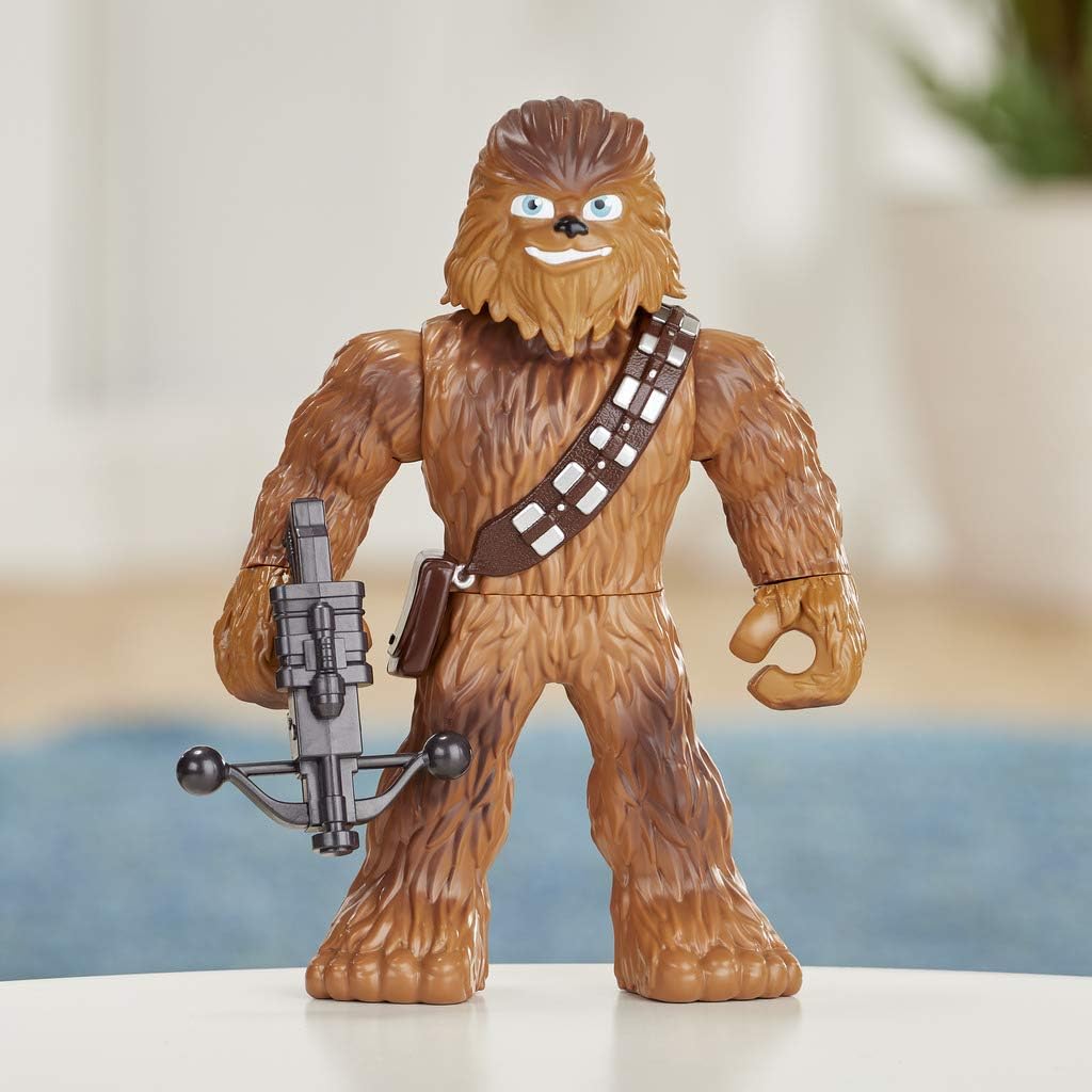Star Wars Figura de ação Chewbacca Mega Mighties de 25 cm da linha Galactic Heroes com acessório de besta, brinquedo para crianças a partir de 3 anos.