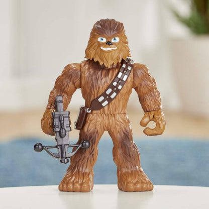 Star Wars Figura de ação Chewbacca Mega Mighties de 25 cm da linha Galactic Heroes com acessório de besta, brinquedo para crianças a partir de 3 anos.