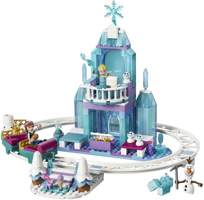 LEGO | Castelo de Gelo e Passeio na Neve da Elsa de Frozen da Disney - Inclui Mini Bonecas da Anna e da Elsa, Figura do Olaf, Trilho de Trem e Carrinhos de Neve - Presente para Meninas a partir de 4 Anos - 43281
