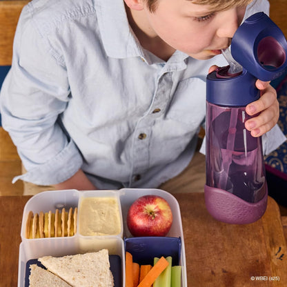 b.box Garrafa de água infantil 600ml/20.3oz em Tritan: Garrafa de água com canudo e tampa para escola, viagens e creche. À prova de derramamento e vazamentos. Formato triangular com fácil aderência. Livre de BPA e própria para lava-louças