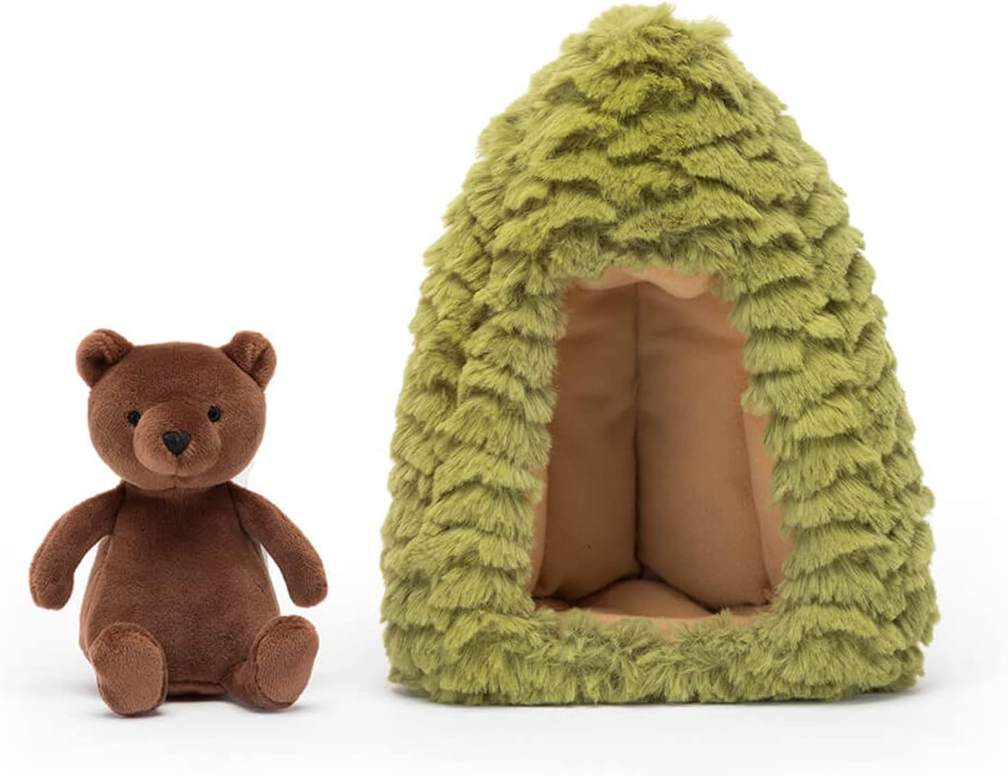 Jellycat Urso marrom Forest Fauna em formato de árvore de abeto, decoração de pelúcia colecionável