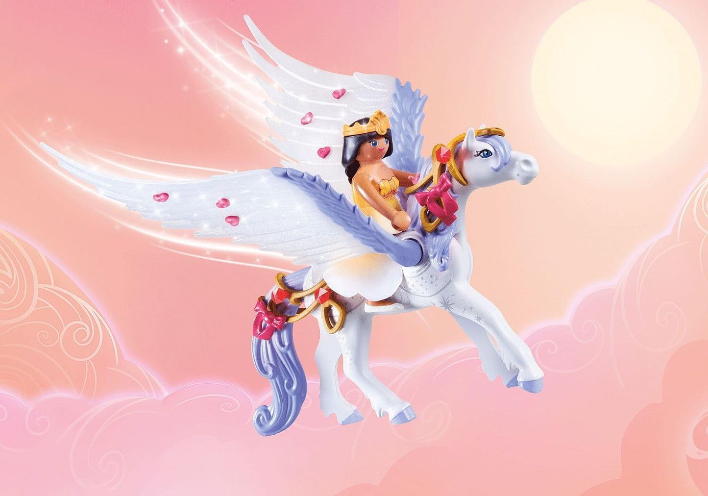Playmobil 71361 Arco-íris Pegasus com arco-íris nas nuvens, mundo mágico de conto de fadas, dramatização divertida e imaginativa, conjuntos de jogos adequados para crianças de 4 anos ou mais