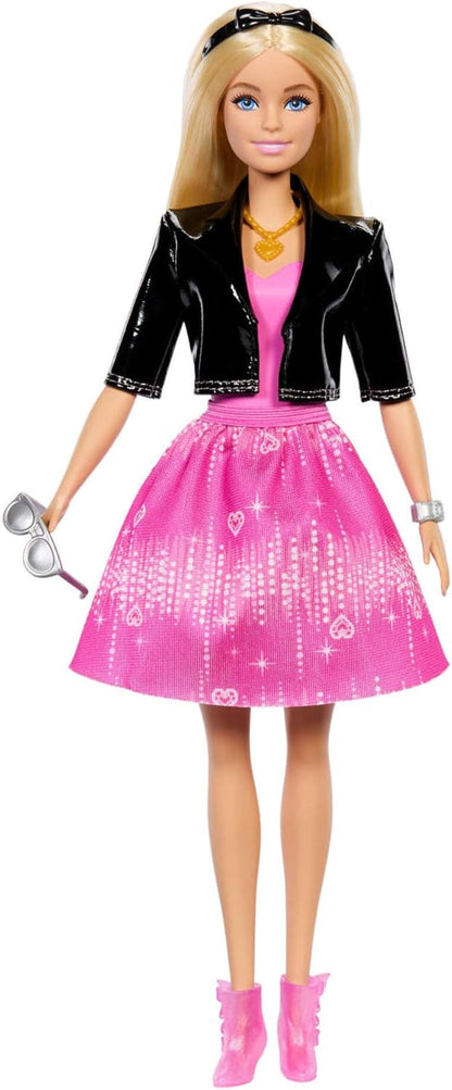 Barbie Calendário do Advento de Natal da com 24 surpresas de roupas e acessórios, incluindo jaqueta, saia, sapatos, bolsas e um cachorrinho de estimação, boneca loira, JFL63