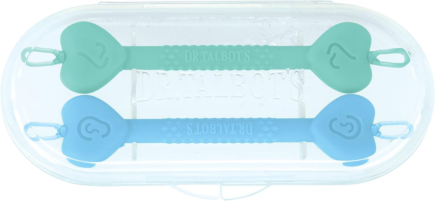 Dr. Talbot's Removedor de cera de ouvido e limpador nasal Safe para bebês - Sem BPA com estojo de viagem - Pacote com 2 - Menino